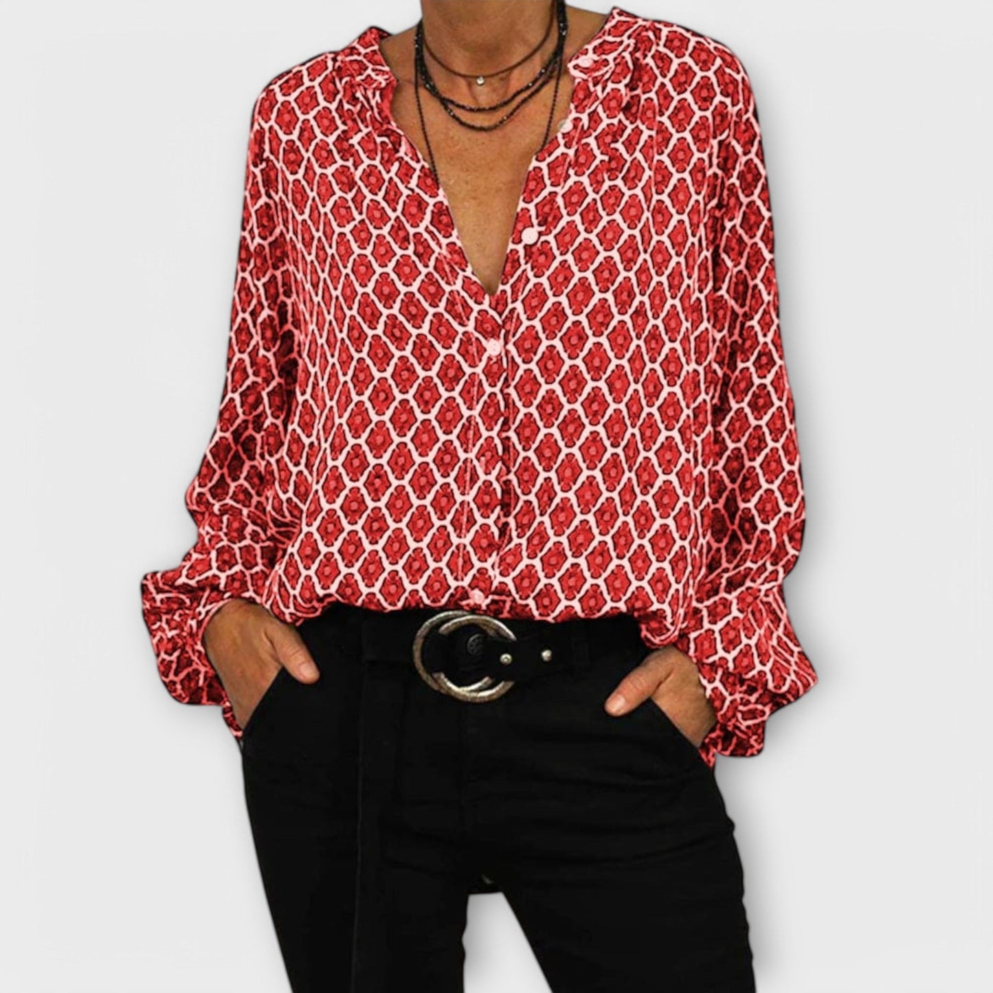 Zara - Blusa alla moda con scollo a V e maniche lunghe