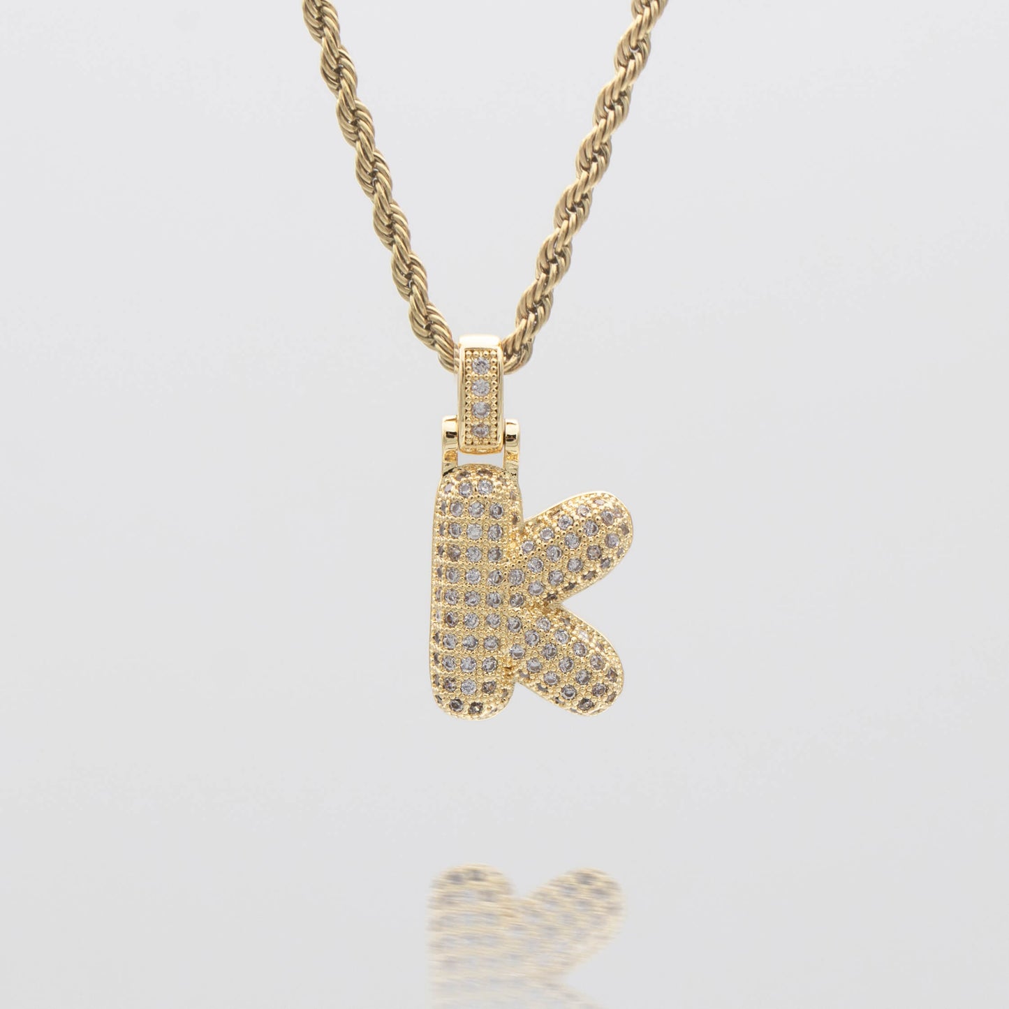 ICY Bubble Letter Initial Necklace