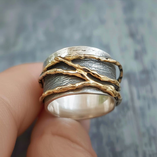 Anello in filo d'argento e oro