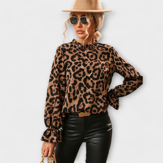 Kayla - Leoblusa con colletto plissettato
