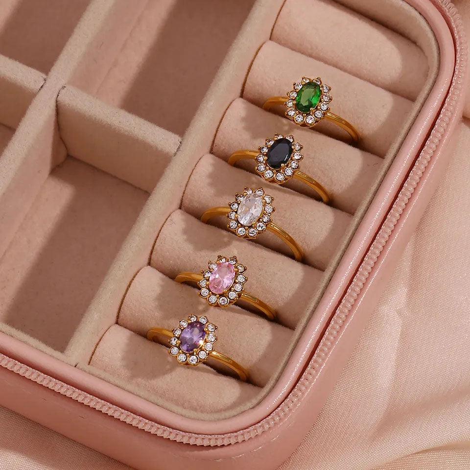 Amaryelle | Anello in Zirconia Verde in Oro 18K