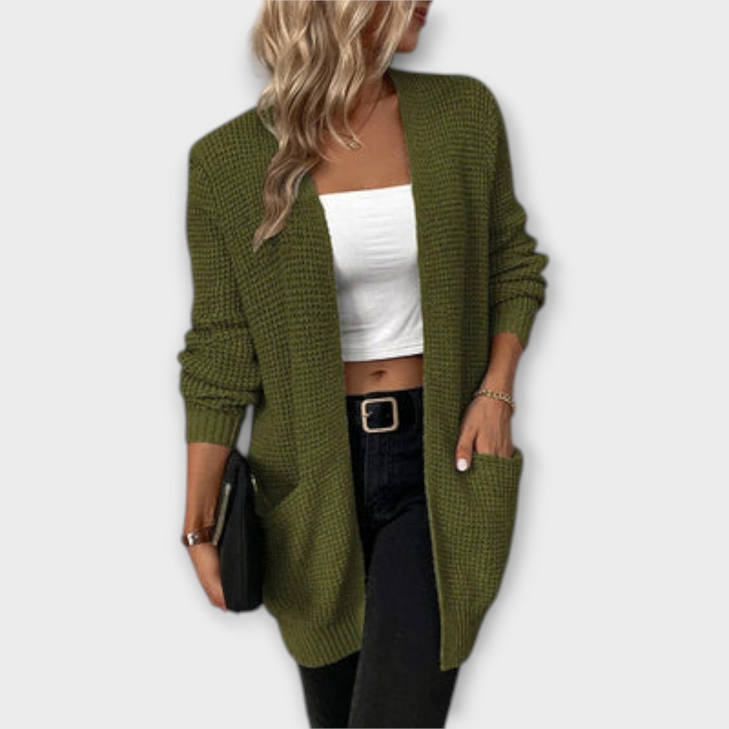 Nancy - Cardigan Casual in Maglia con Tasche