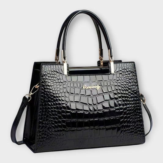 Gianna Boutique - Borsa a Mano con Motivo Coccodrillo Lucido