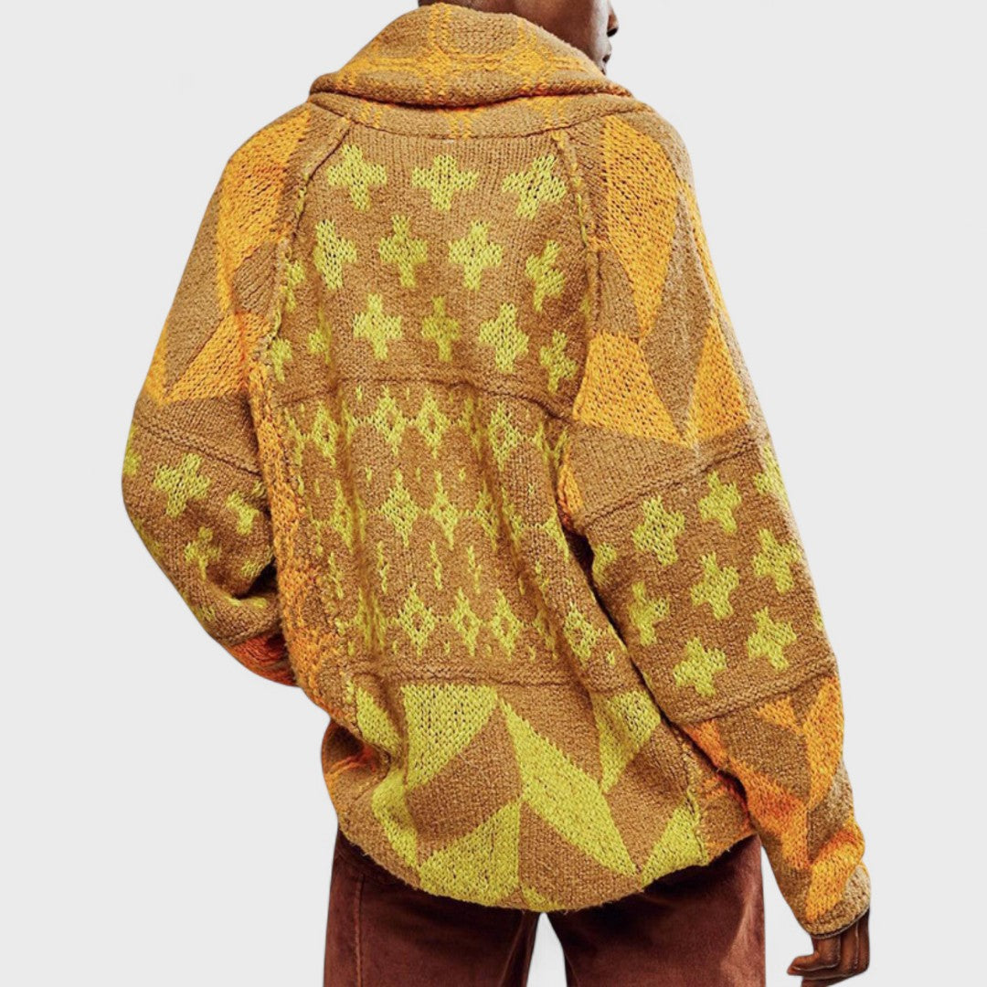 Portia - Cardigan vintage con colletto button down e manica lunga