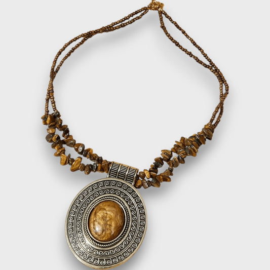 Maralis – Collana Vintage con Pendente in Pietra Naturale