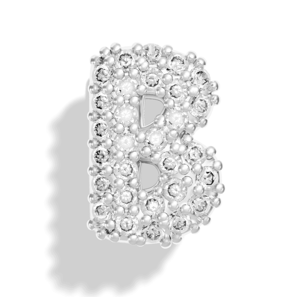 Silver Pave Bubble Letter Charms