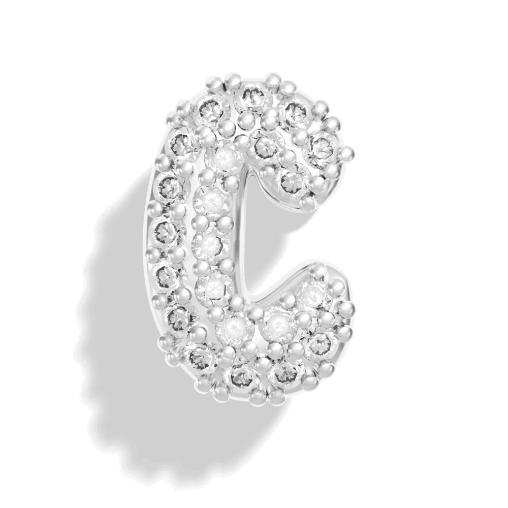 Silver Pave Bubble Letter Charms