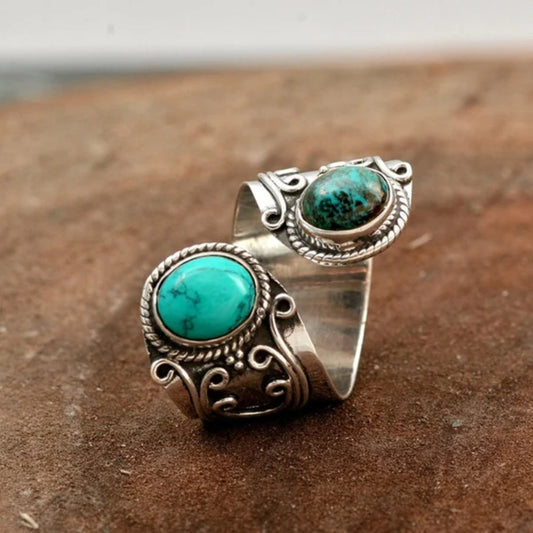 Anello a spirale in argento turchese vintage