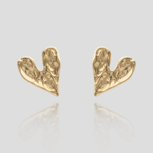 Cari Hammered Heart Earrings
