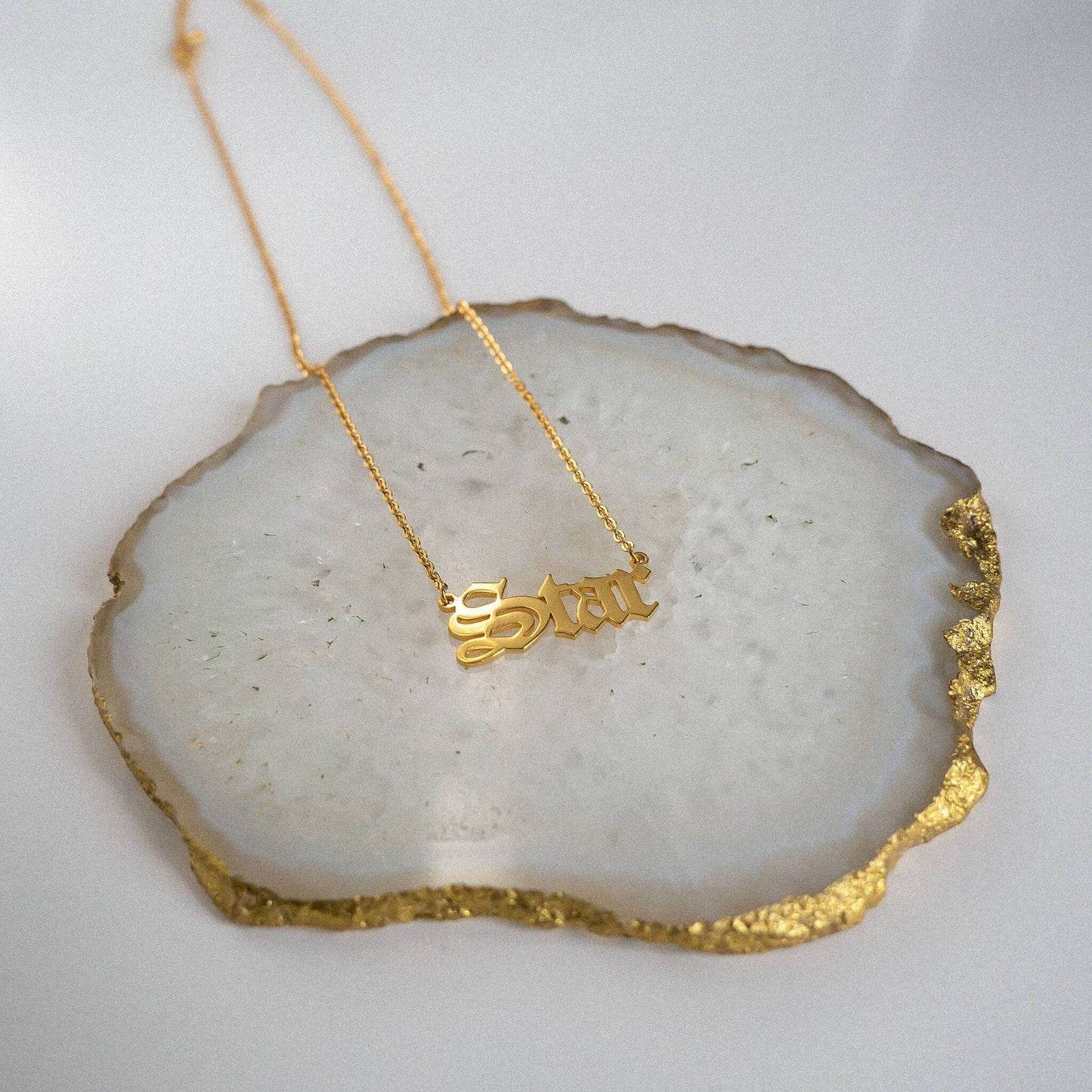 Old English Name Plate Necklace