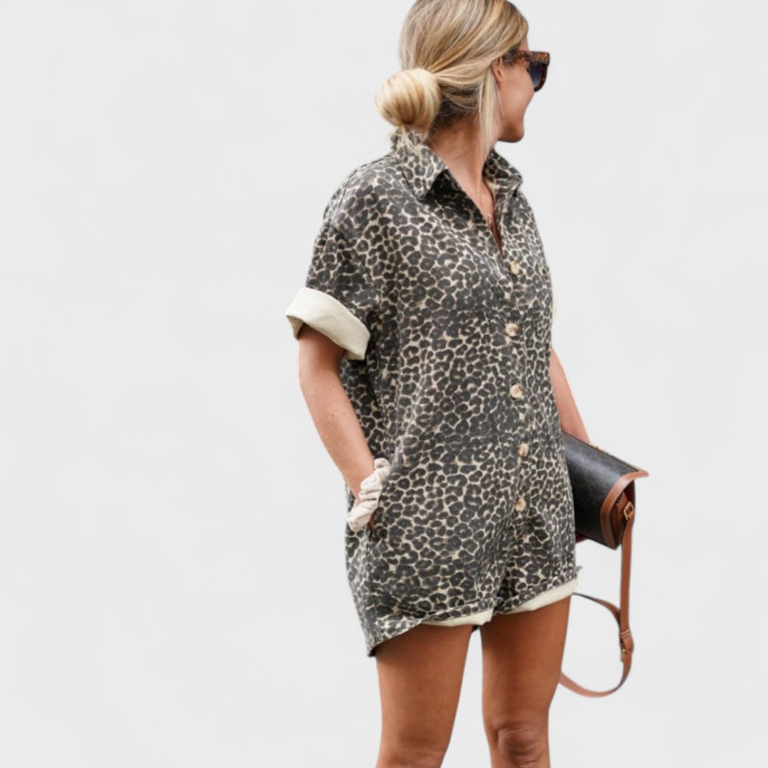 Nonette - Abito camicia con stampa leopardo