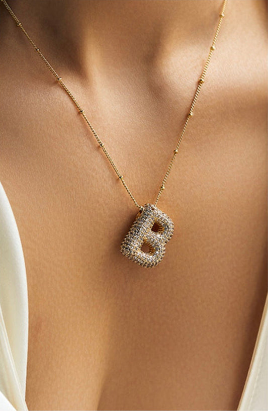 Savannah | Collana con Lettera a Bolla in Diamante