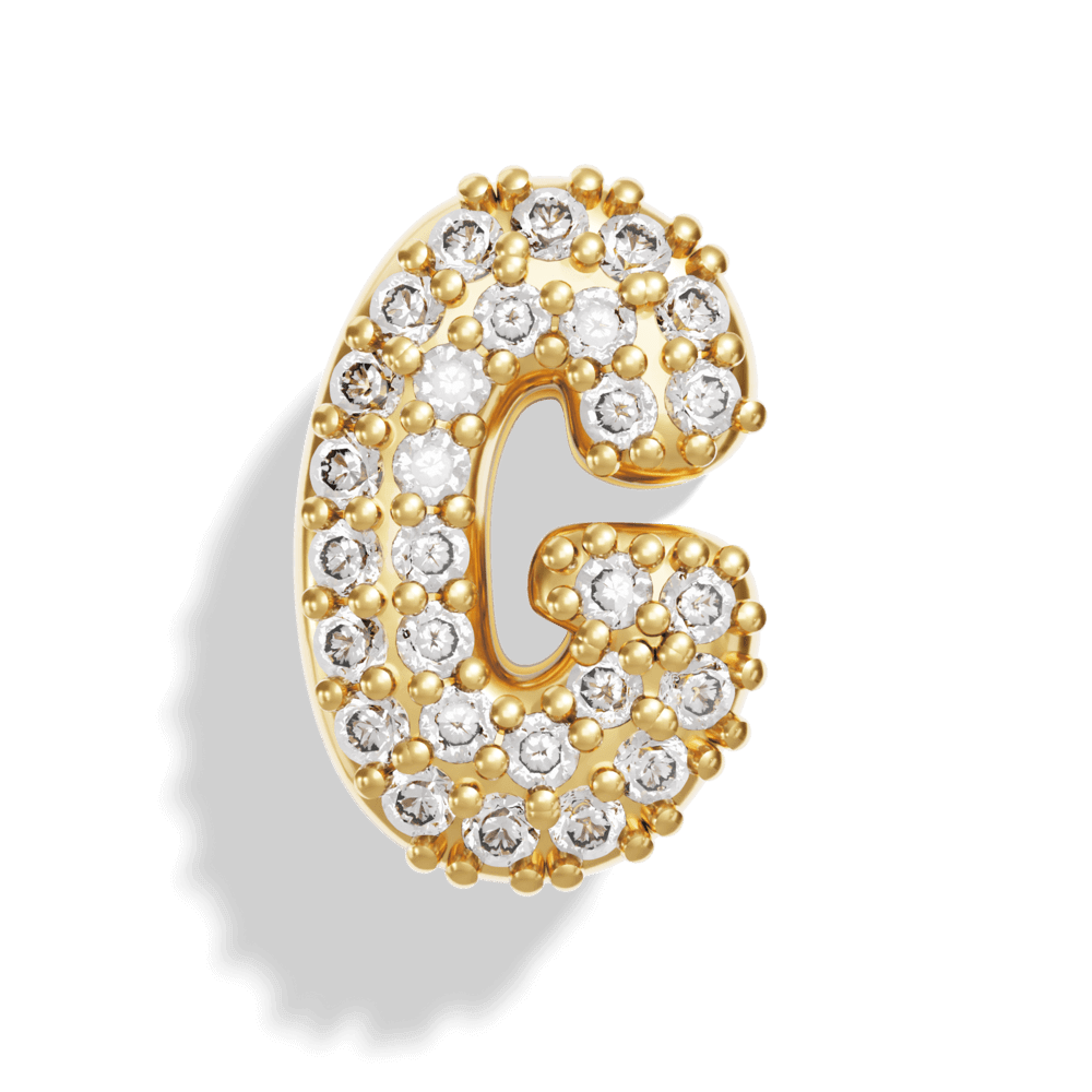 Gold Pave Bubble Letter Charms