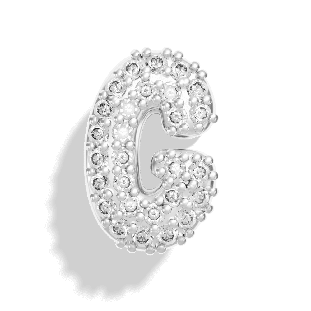 Silver Pave Bubble Letter Charms