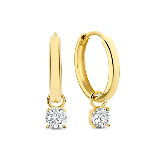 Amarissea | Orecchini a cerchio in pietra Moonbeam in oro 14k