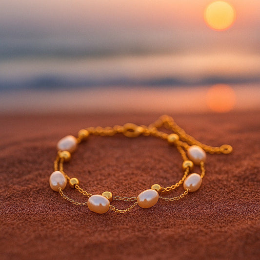 Sommer - Elegante bracciale d'oro con perle