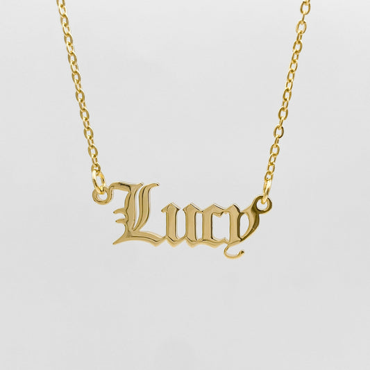 Old English Name Plate Necklace