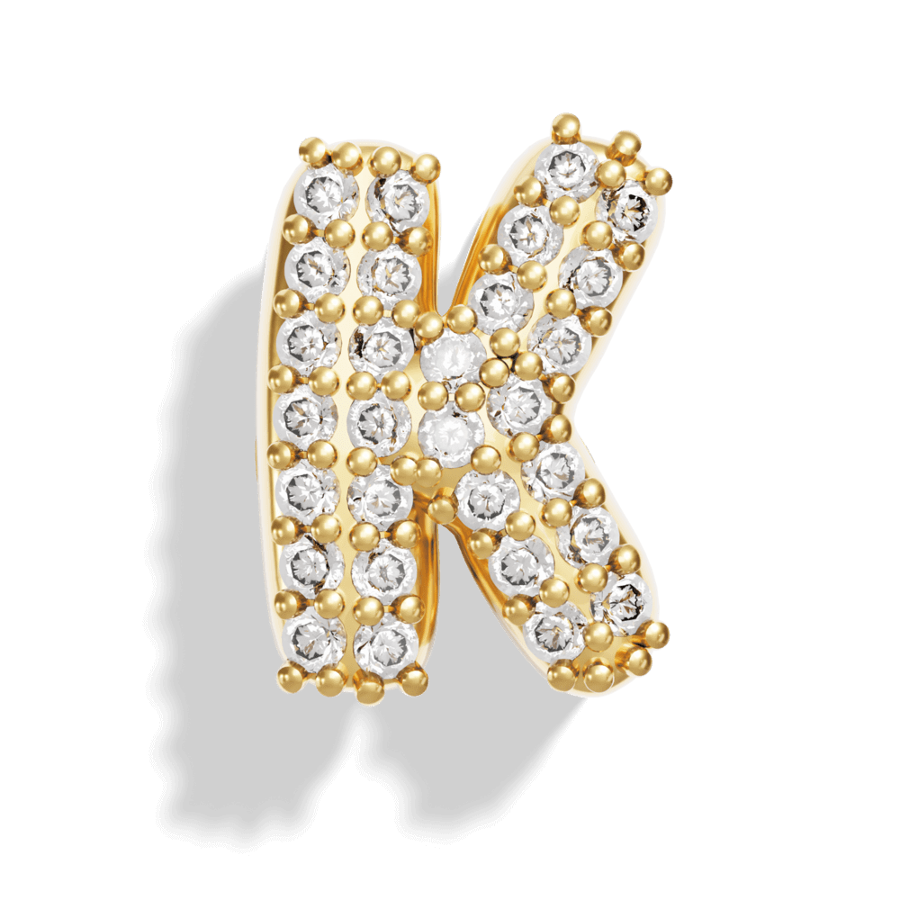 Gold Pave Bubble Letter Charms