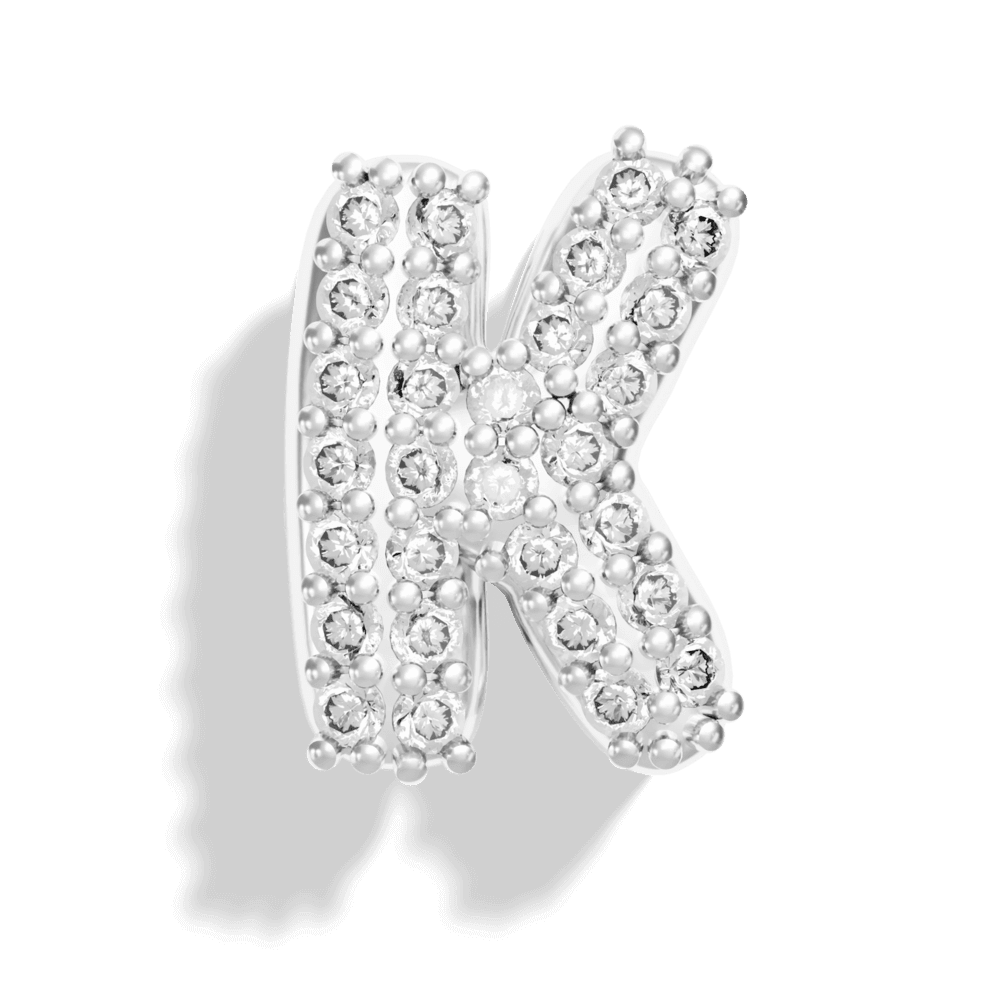 Silver Pave Bubble Letter Charms