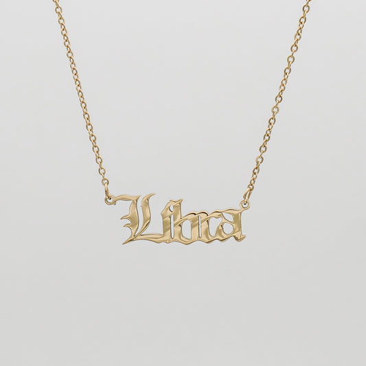 Old English Zodiac Name Necklace