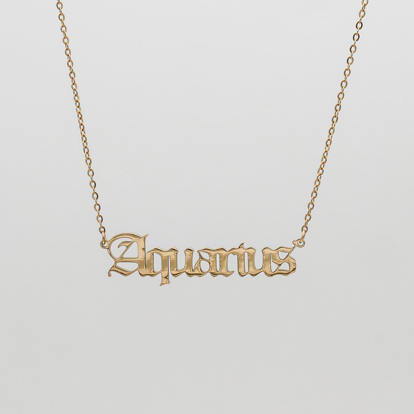 Old English Zodiac Name Necklace