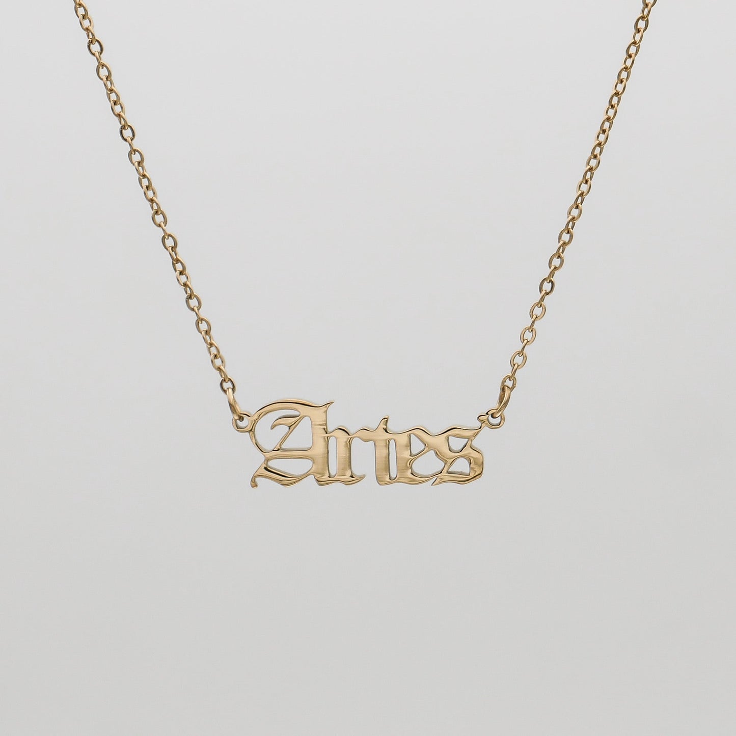 Old English Zodiac Name Necklace