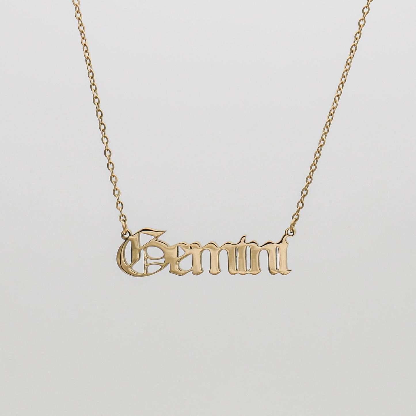 Old English Zodiac Name Necklace