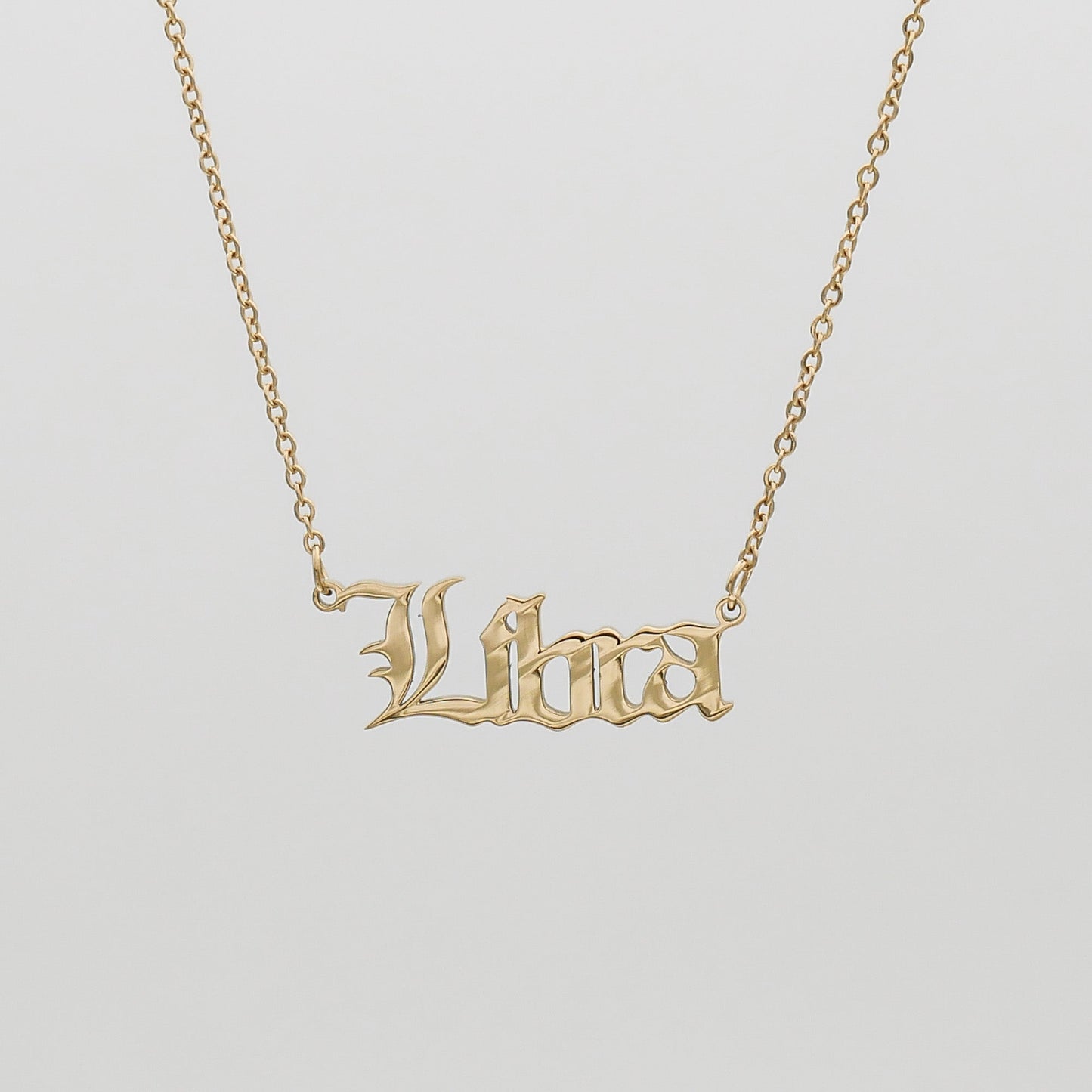 Old English Zodiac Name Necklace