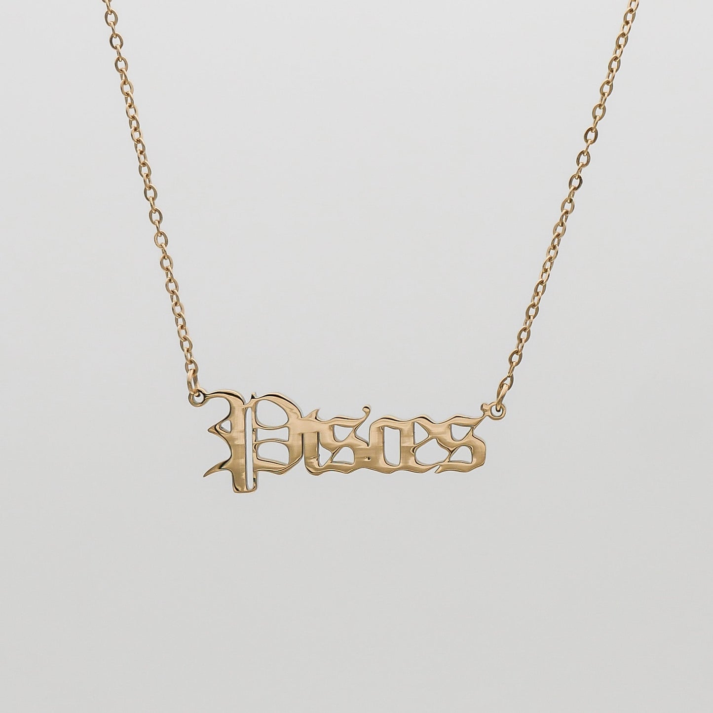 Old English Zodiac Name Necklace