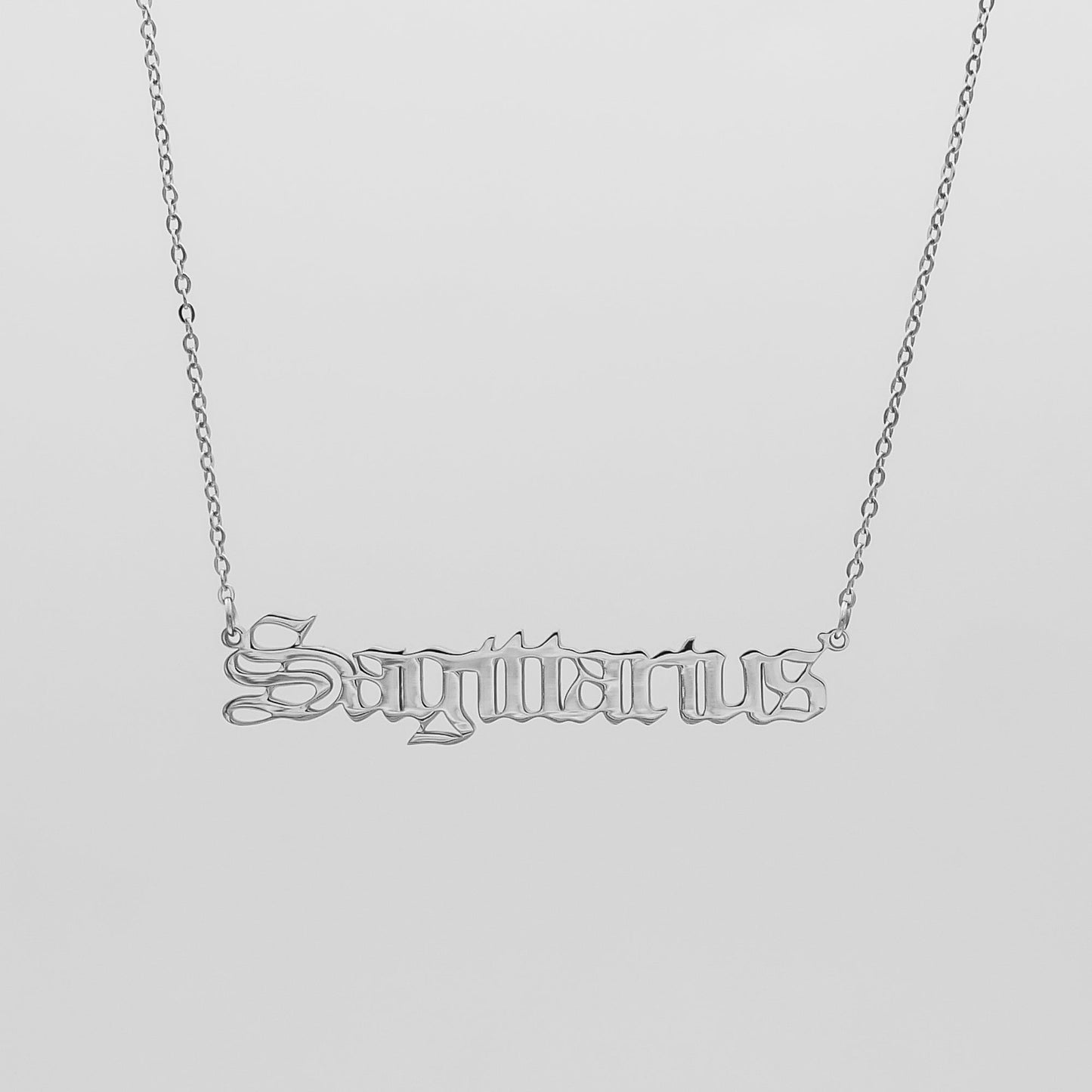 Old English Zodiac Name Necklace