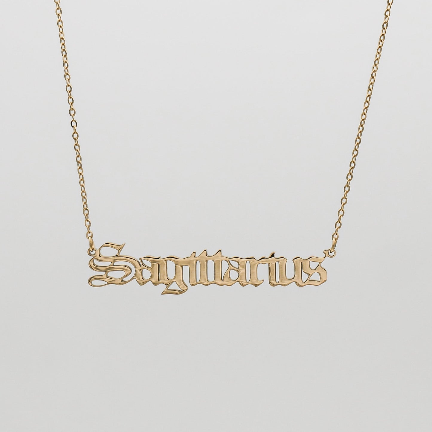 Old English Zodiac Name Necklace