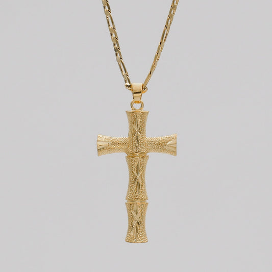 Bamboo Cross Gold Filled Necklace