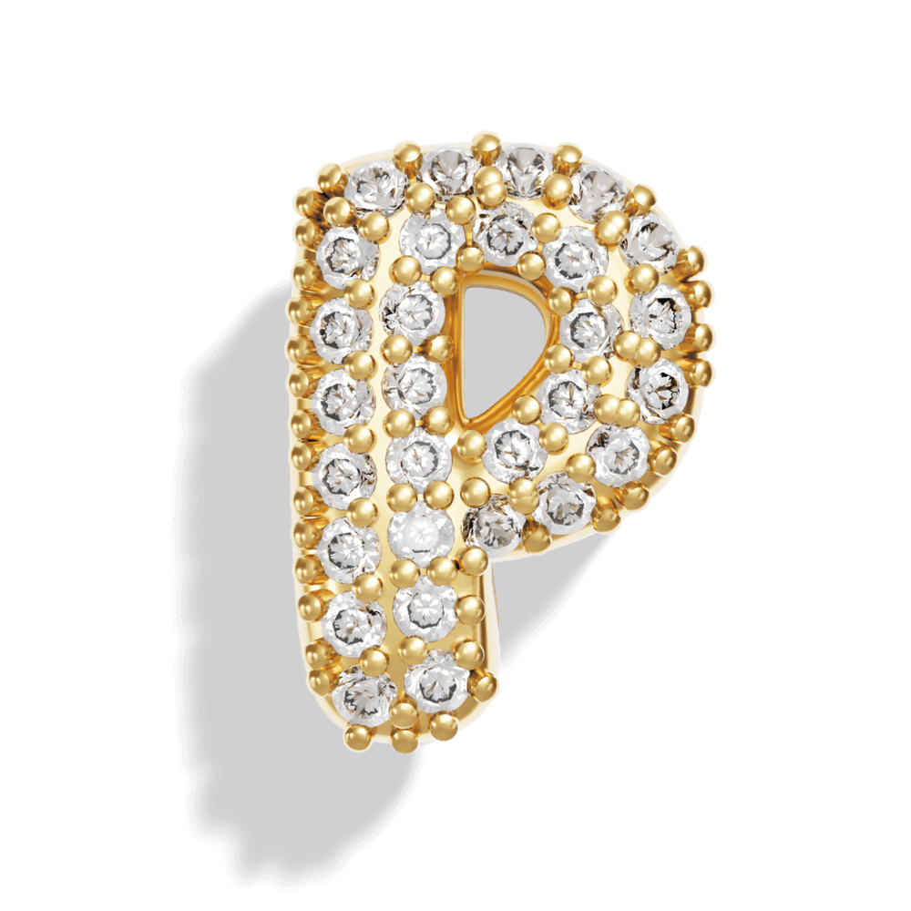 Gold Pave Bubble Letter Charms