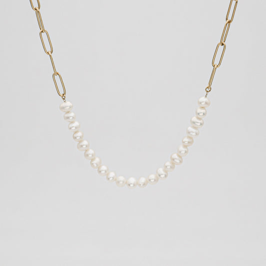 Camila Pearl Paperclip Necklace