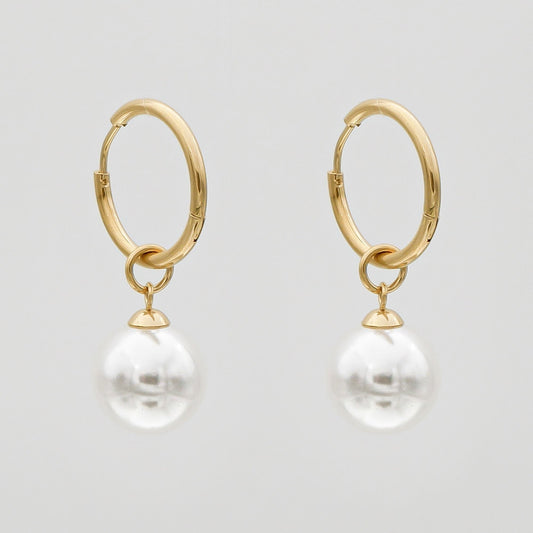 Phoebe Pearl Hoop Earrings