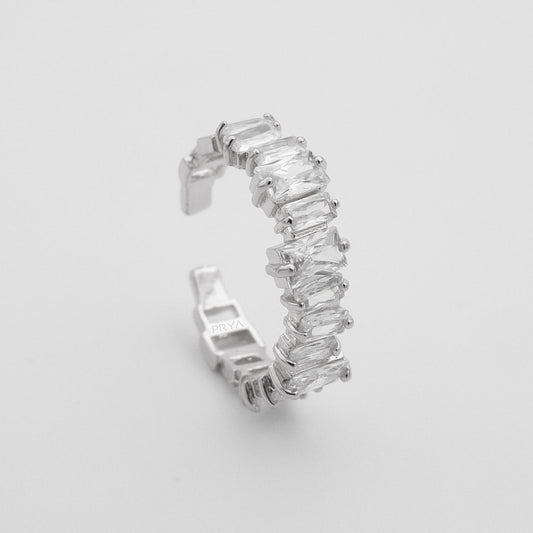Jada Baguette Cut CZ Adjustable Ring | Silver