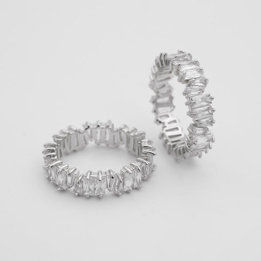 Jada Baguette Cut CZ Ring | Silver