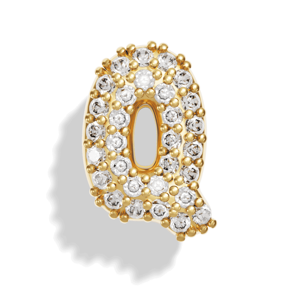 Gold Pave Bubble Letter Charms