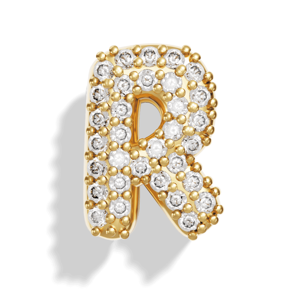 Gold Pave Bubble Letter Charms