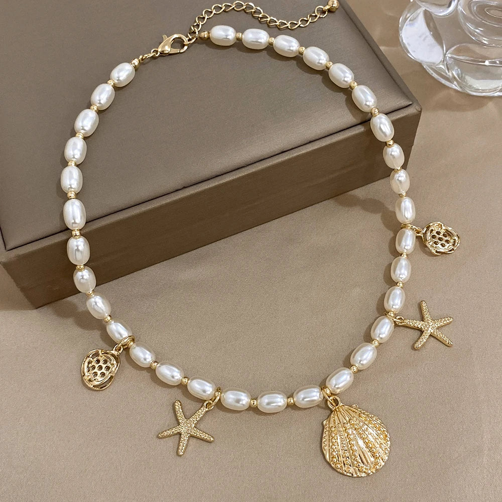 Celestial Siren - Choker Necklace with Pearls and Starfill