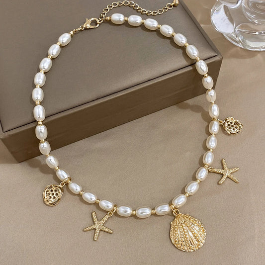 Celestial Siren - Choker Necklace with Pearls and Starfill