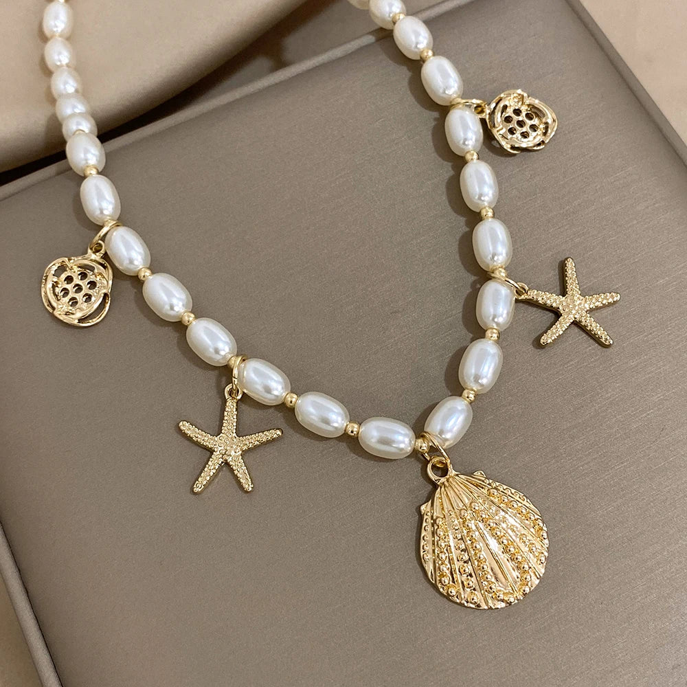 Celestial Siren - Choker Necklace with Pearls and Starfill
