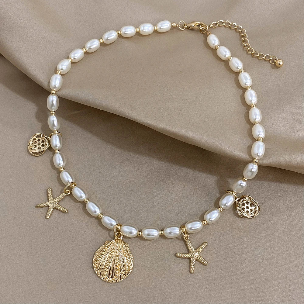 Celestial Siren - Choker Necklace with Pearls and Starfill
