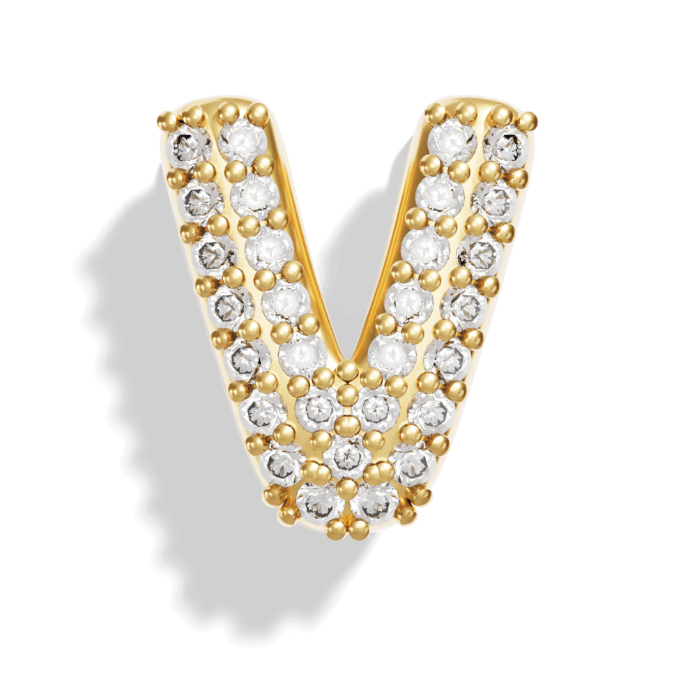 Gold Pave Bubble Letter Charms