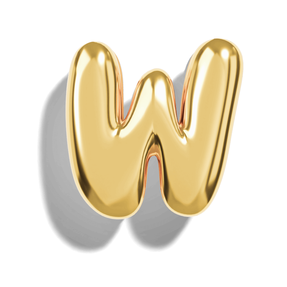 Gold Bubble Letter Charms