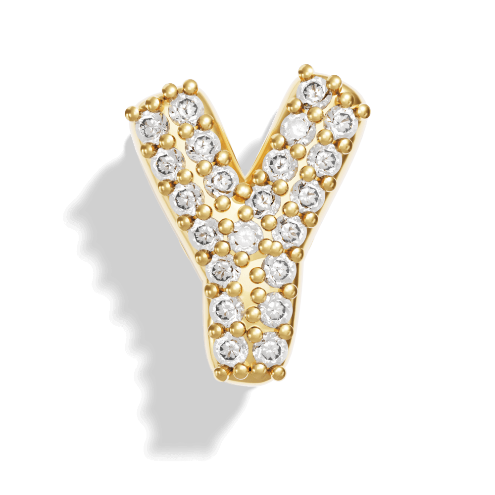 Gold Pave Bubble Letter Charms