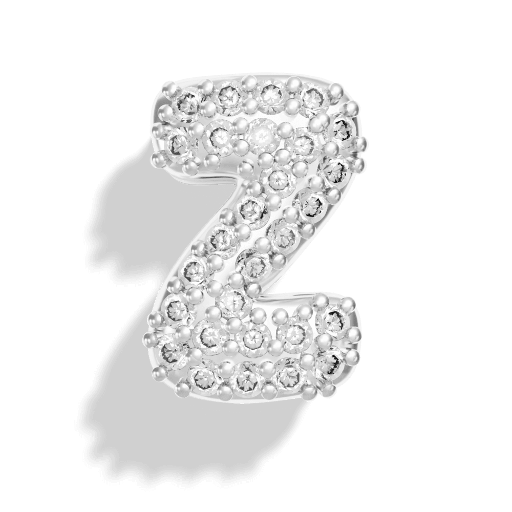 Silver Pave Bubble Letter Charms
