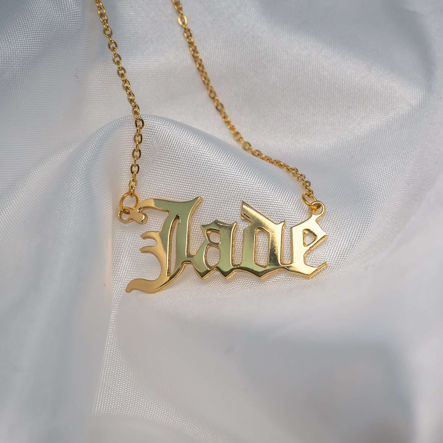 Old English Name Plate Necklace