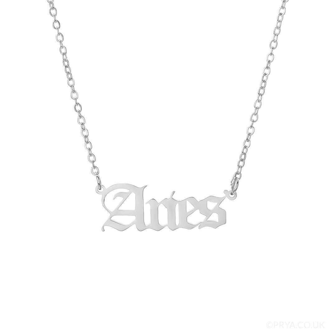 Old English Zodiac Name Necklace