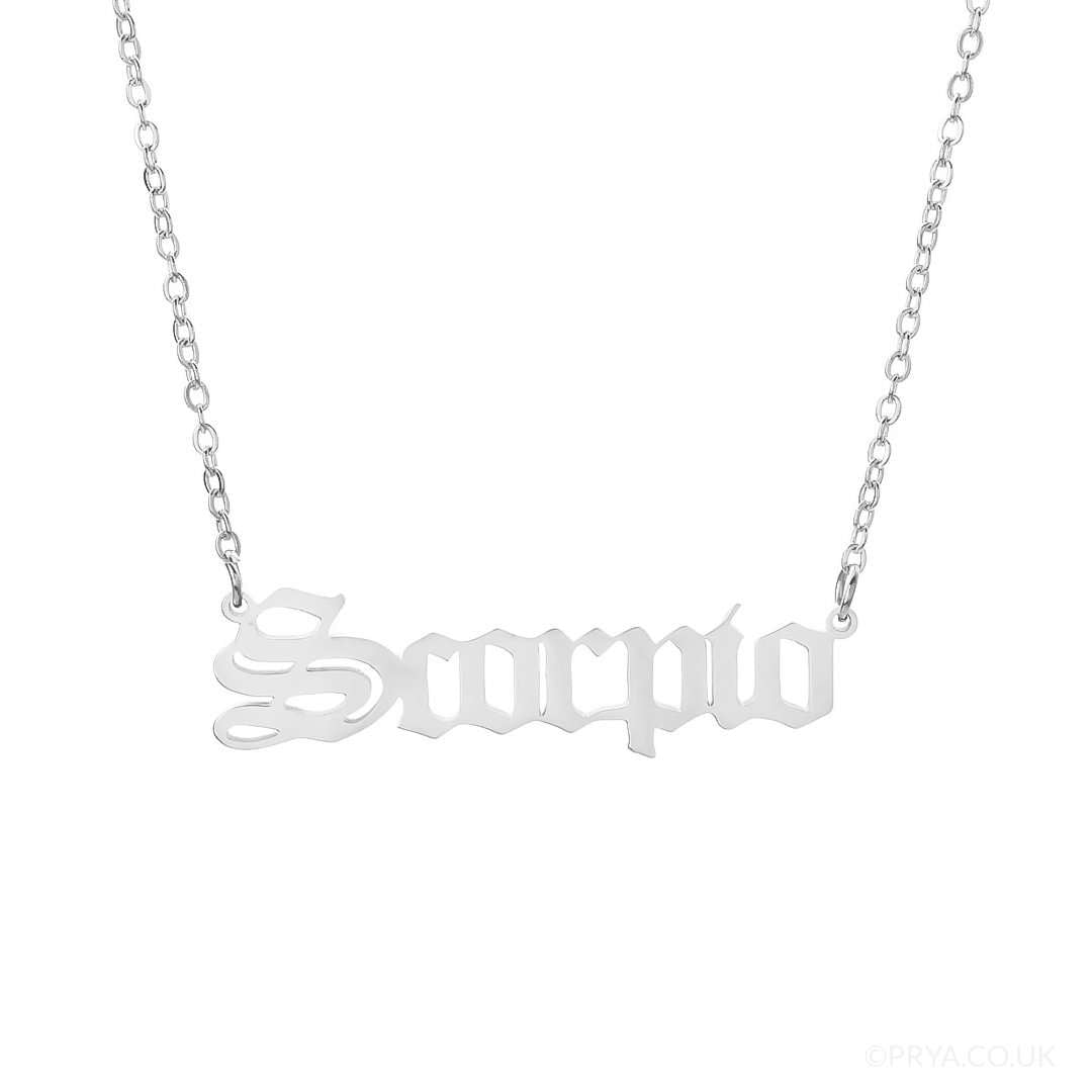 Old English Zodiac Name Necklace